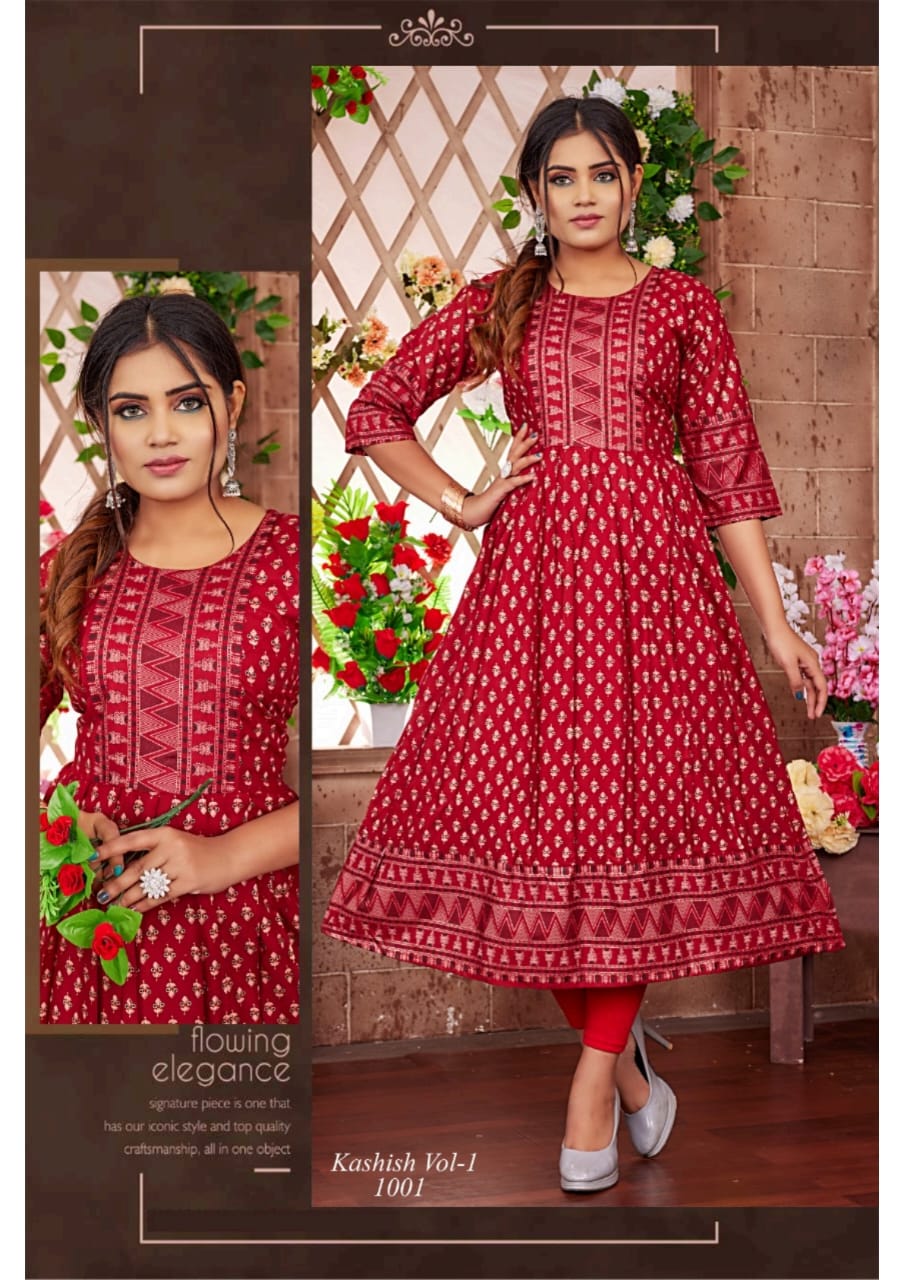 Kashish Vol 1 Fancy Designer Wholesale Anarkali Kurtis Catalog
